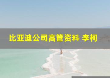 比亚迪公司高管资料 李柯